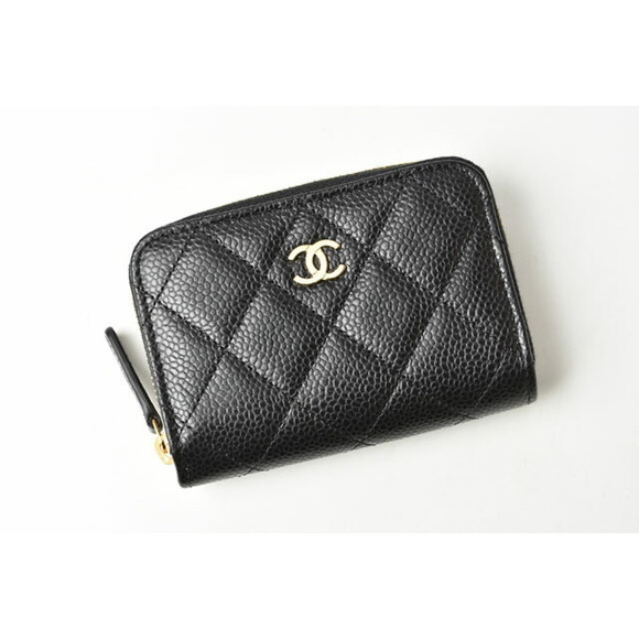 Chanel Skin Wallet Black Coin Case Mini Caviar - Picture 1 of 9